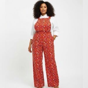 Geometric Red Jumpsuit